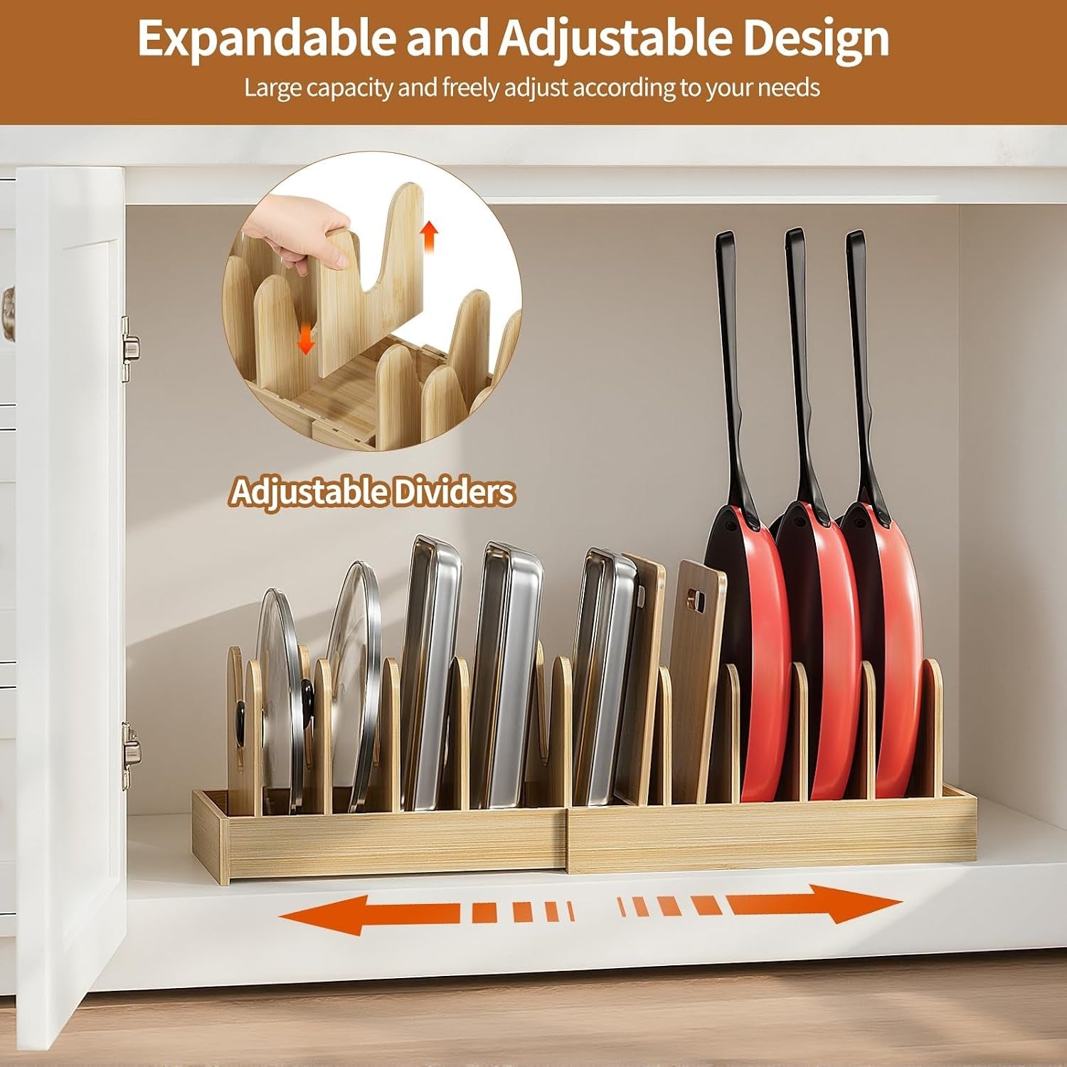 2‑Pack Expandable Bamboo Lid Organizer