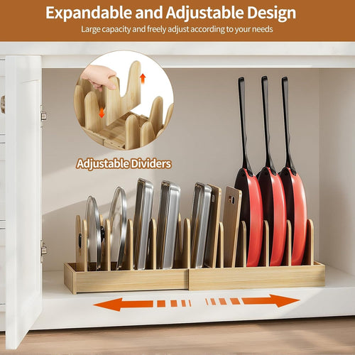 2‑Pack Expandable Bamboo Lid Organizer