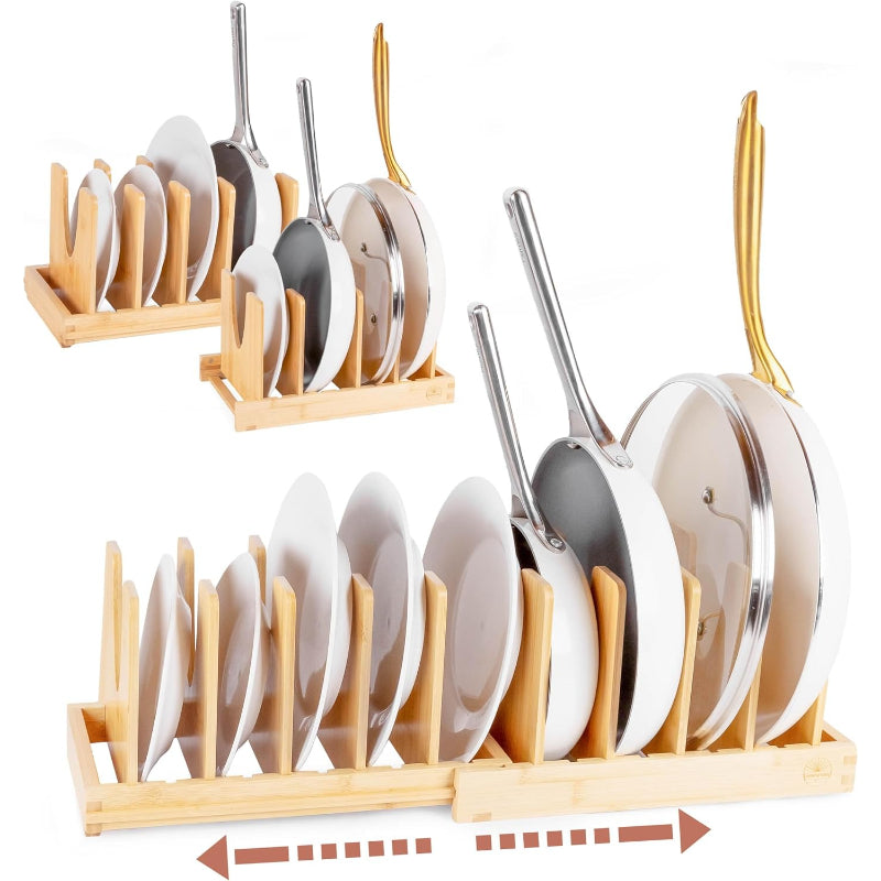 Expandable Bamboo Pots & Pans Organizer