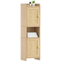 Oak Rattan Bathroom Storage Cabinet