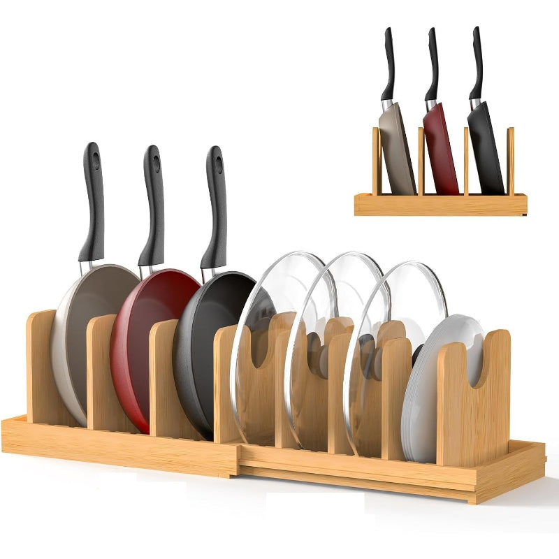 Expandable Bamboo Pots & Pans Organizer