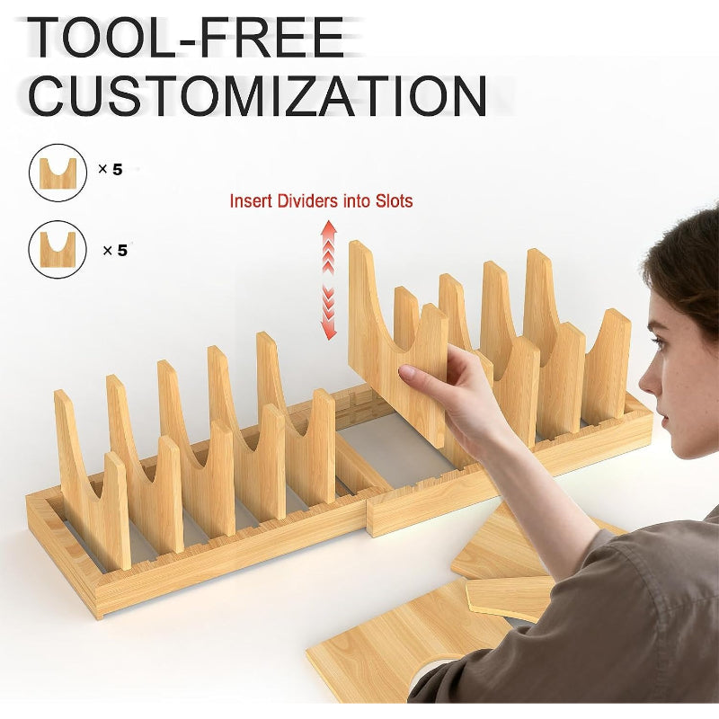 Expandable Bamboo Pots & Pans Organizer