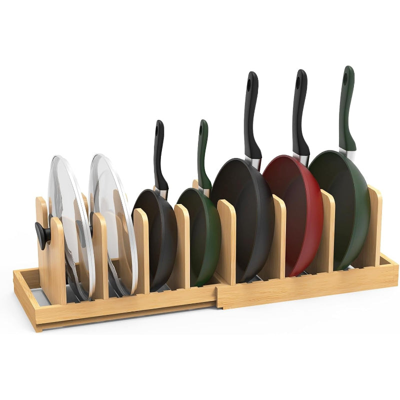 Expandable Bamboo Pot Lid Organizer