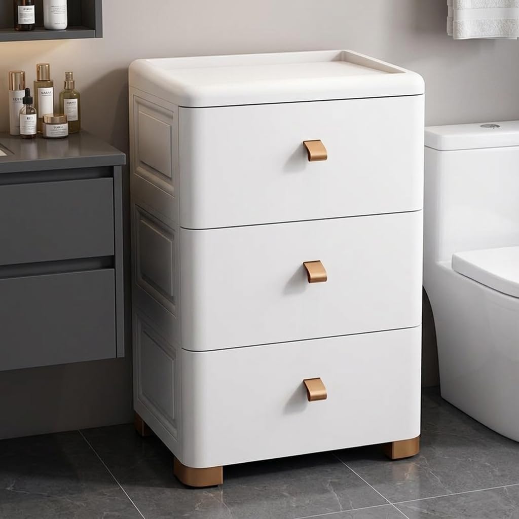 White Slim Freestanding Bathroom Cabinet