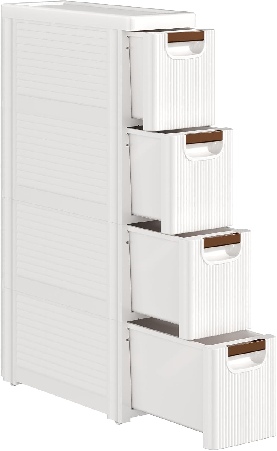 White Slim Rolling Bathroom Storage Cart