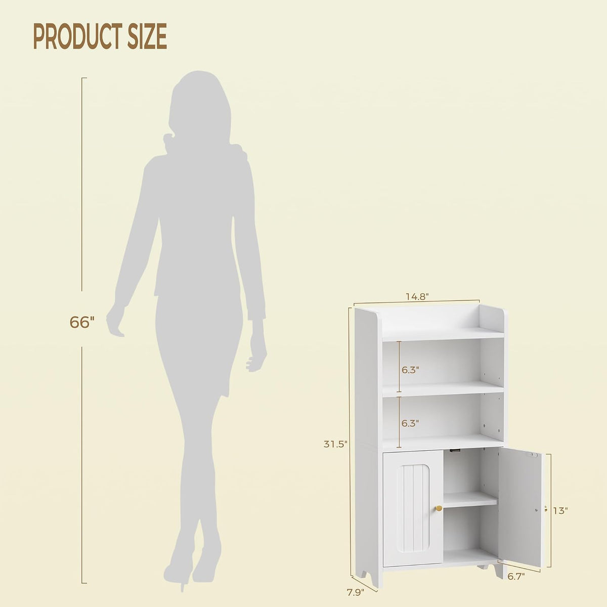 White Small Bathroom Floor Storage Cabinet