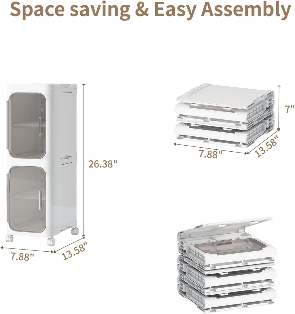 White 2‑Tier Slim Bathroom Storage Cabinet