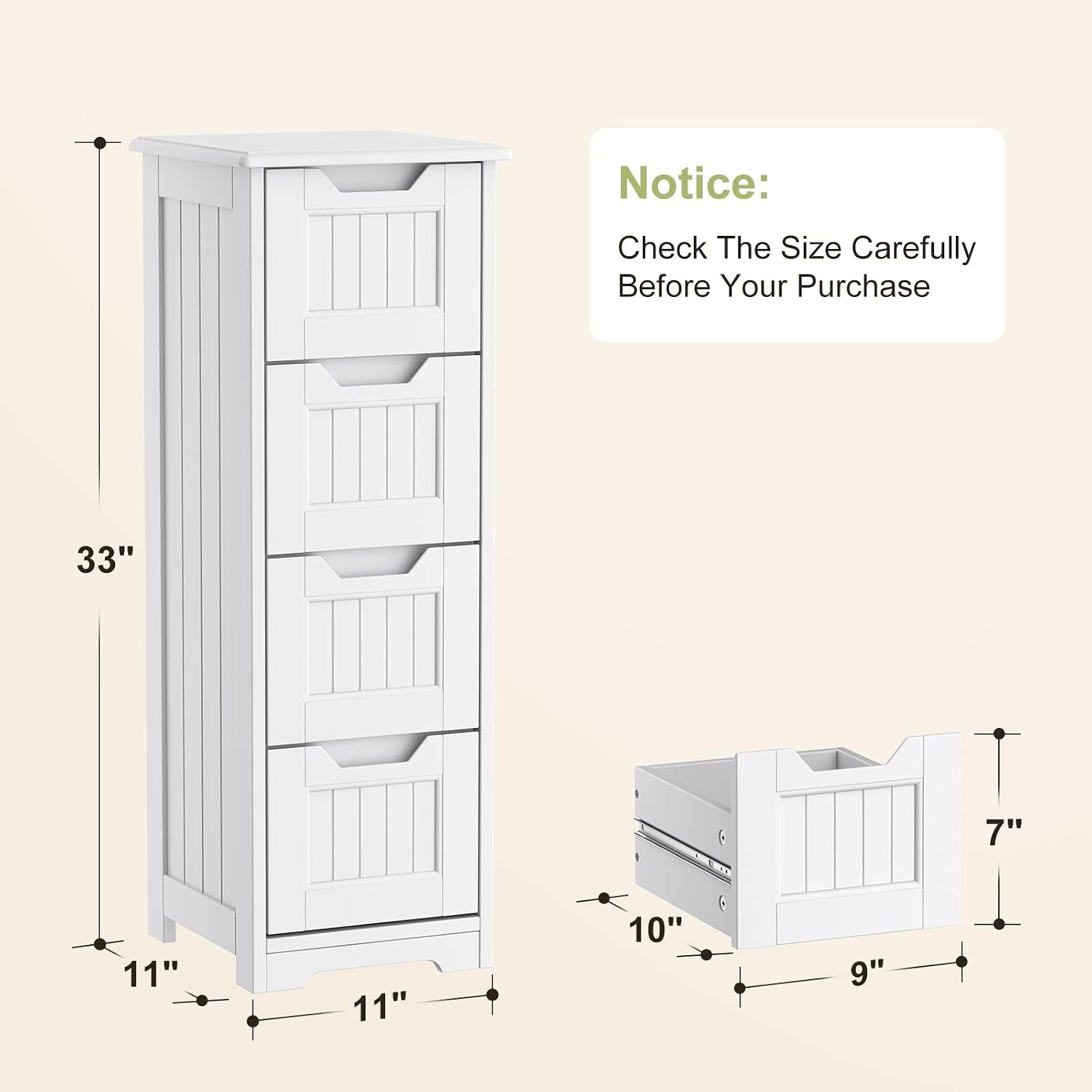White Freestanding Bathroom Storage Cabinet
