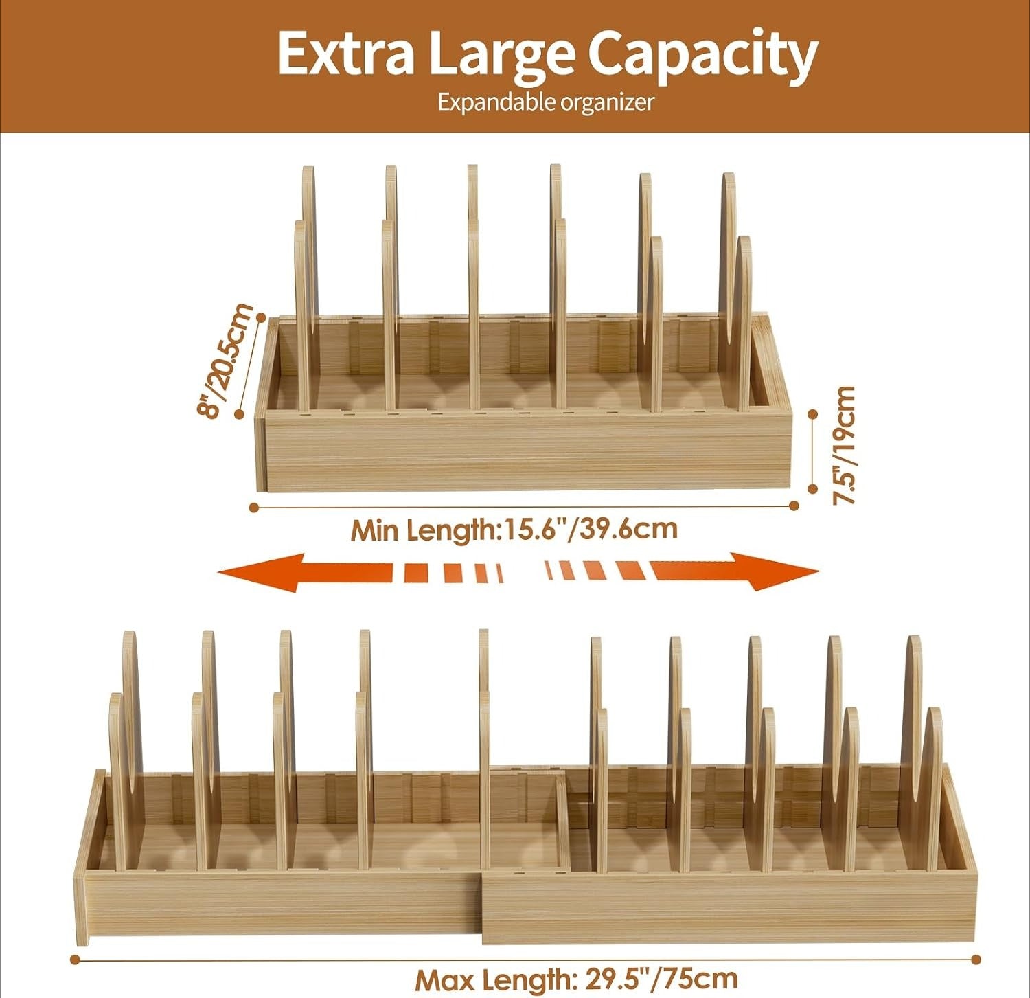 2‑Pack Expandable Bamboo Lid Organizer