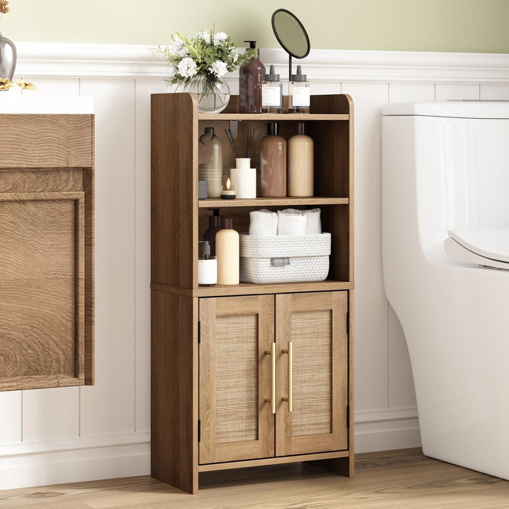 Natural Rattan Bathroom Storage Cabinet