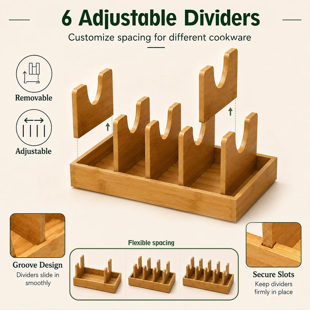 Pull‑Out Bamboo Pots & Pans Organizer