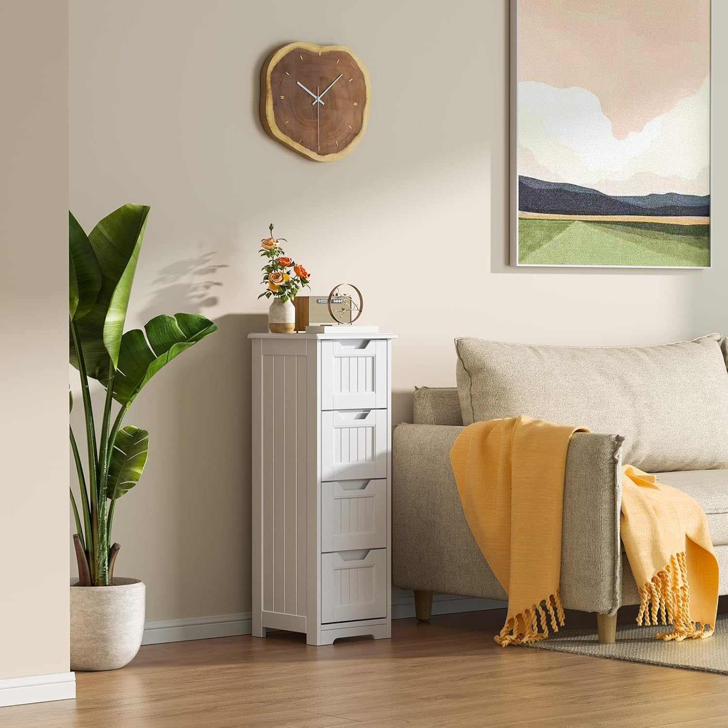 White Freestanding Bathroom Storage Cabinet