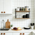 Black 2‑Tier Floating Wood Shelves