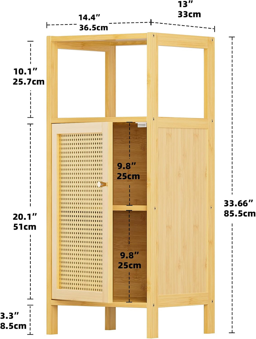 Natural Rattan Bathroom Storage Cabinet