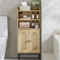 Yellow Rattan Bathroom Storage Cabinet
