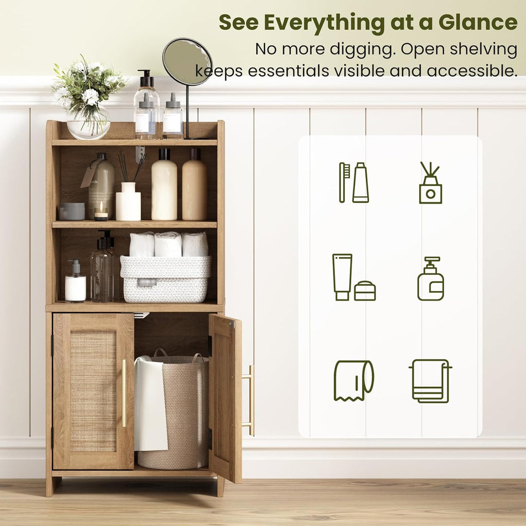 Natural Rattan Bathroom Storage Cabinet