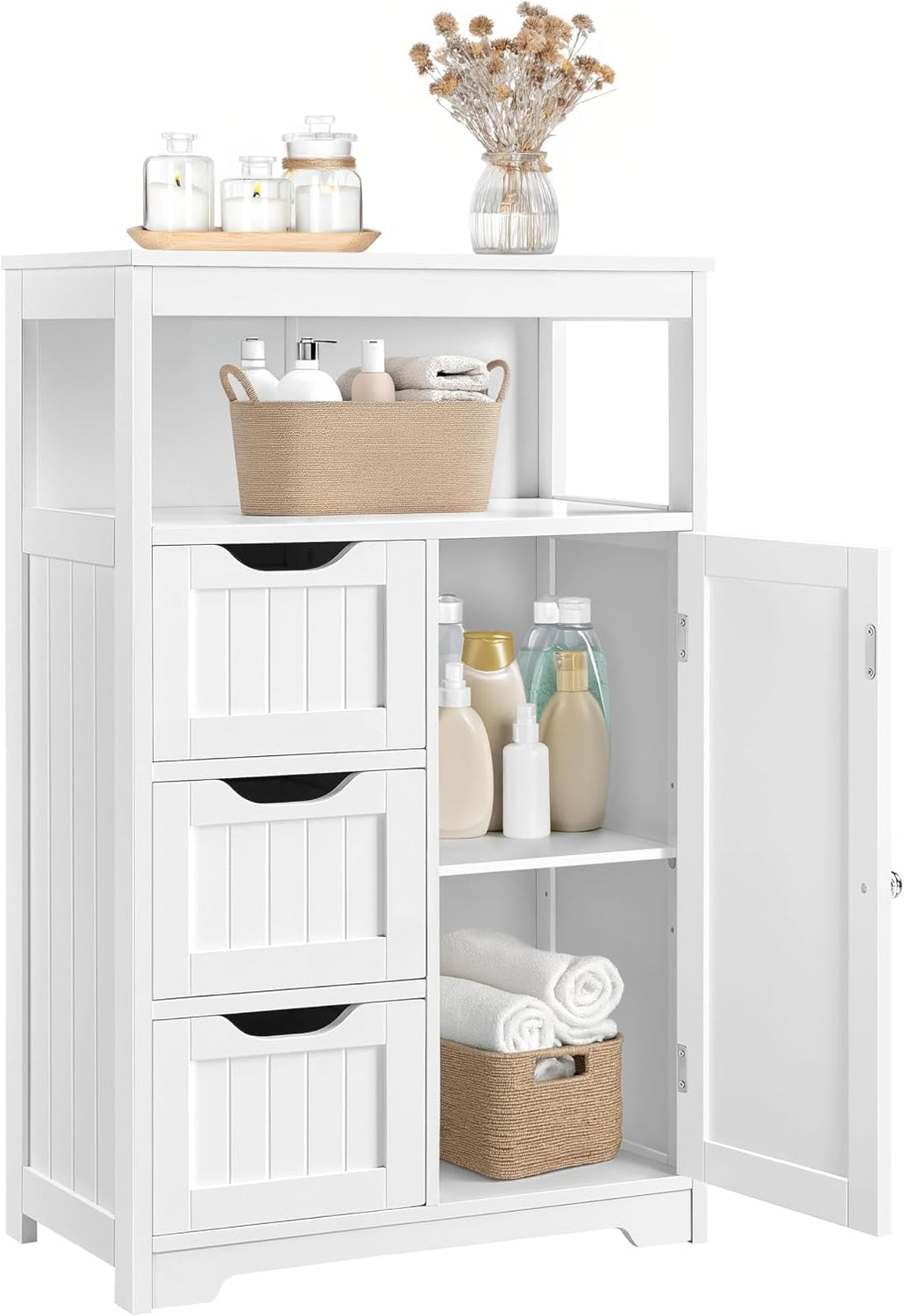 White Slim Freestanding Bathroom Cabinet
