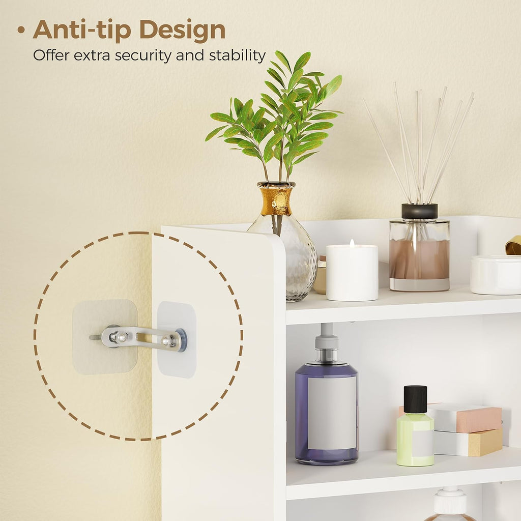 White Small Bathroom Floor Storage Cabinet