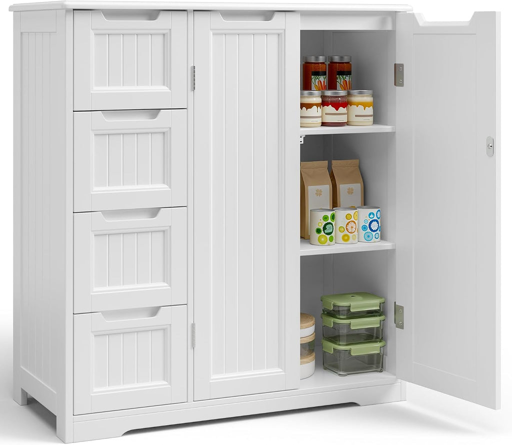 White Freestanding Bathroom Storage Cabinet