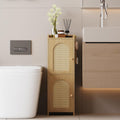 Oak Rattan Bathroom Storage Cabinet