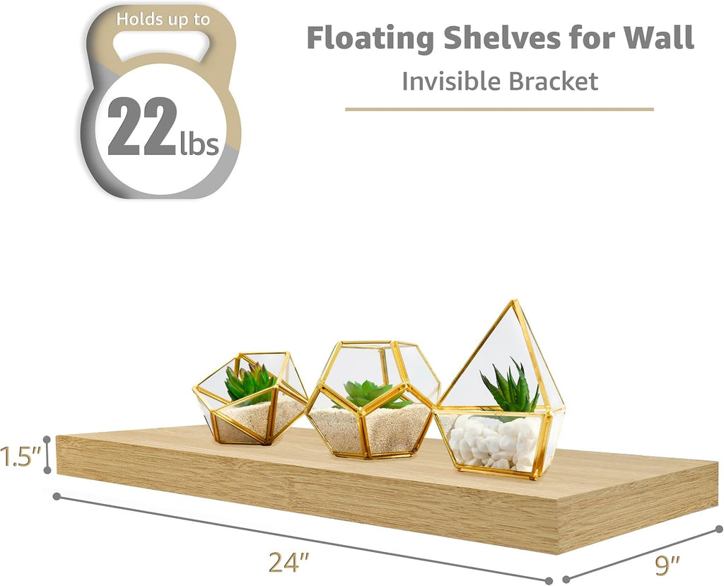 Maple Wood Floating Shelves 3‑Pack
