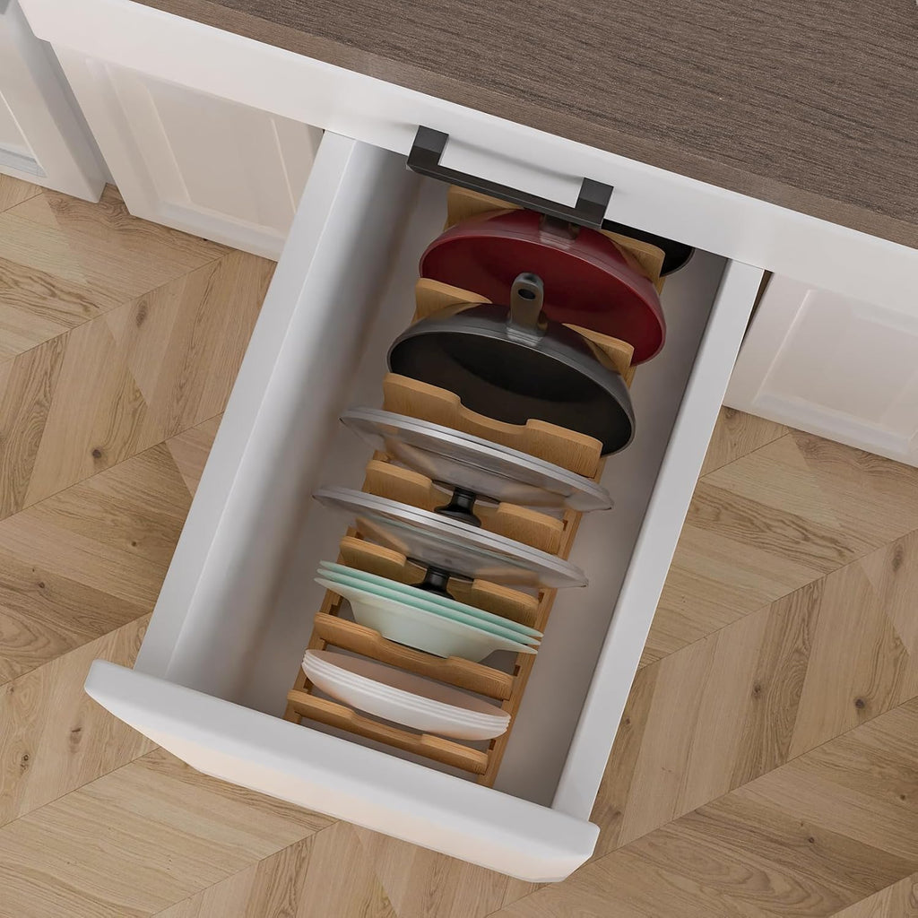 Expandable Bamboo Pots & Pans Organizer