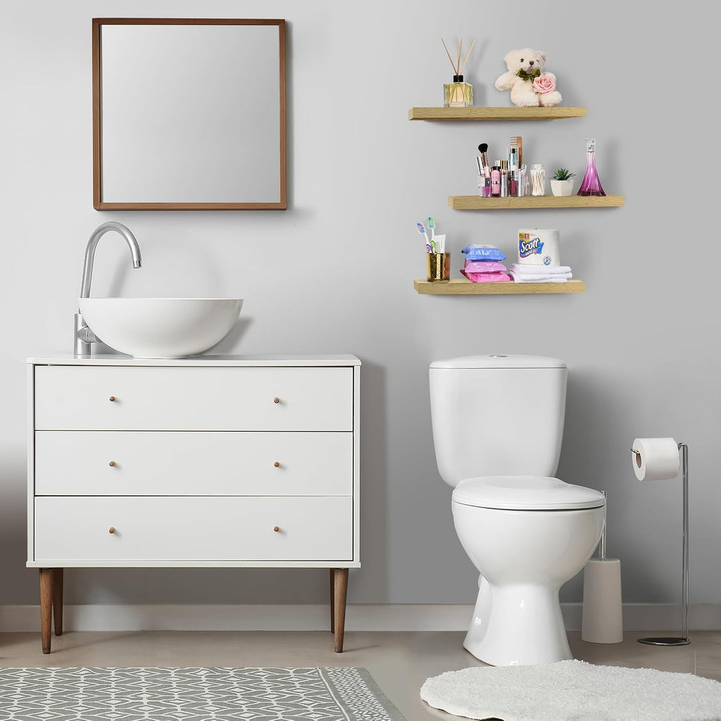 Maple Wood Floating Shelves 3‑Pack