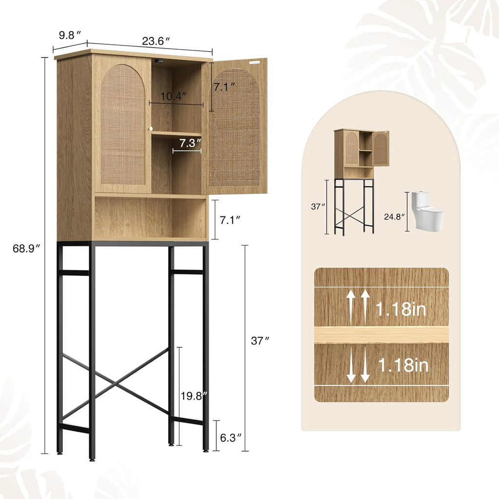 Natural Rattan Toilet Storage Cabinet