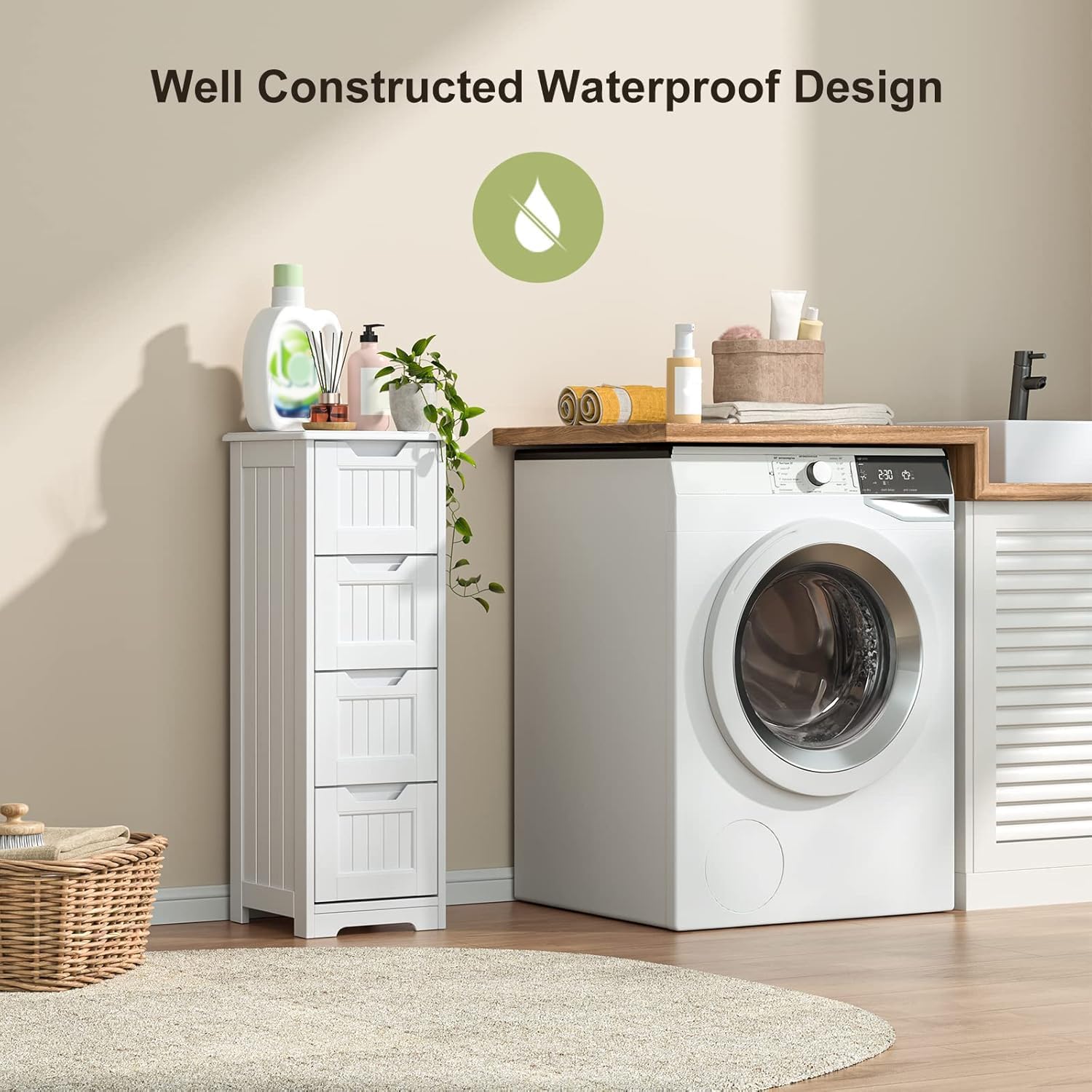 White Freestanding Bathroom Storage Cabinet