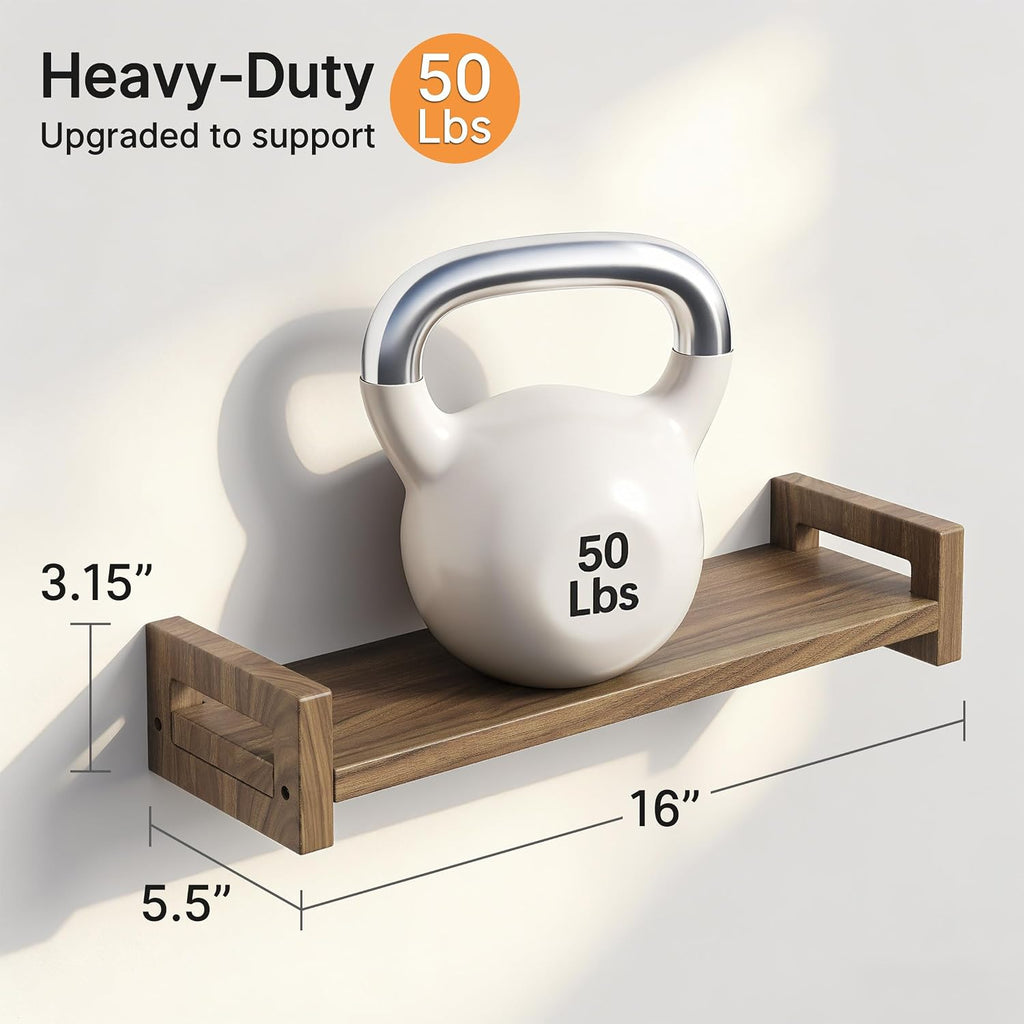 Walnut Solid Wood Floating Shelves 3‑Pack