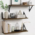 Dark Brown Floating Wood Shelves Set of 3