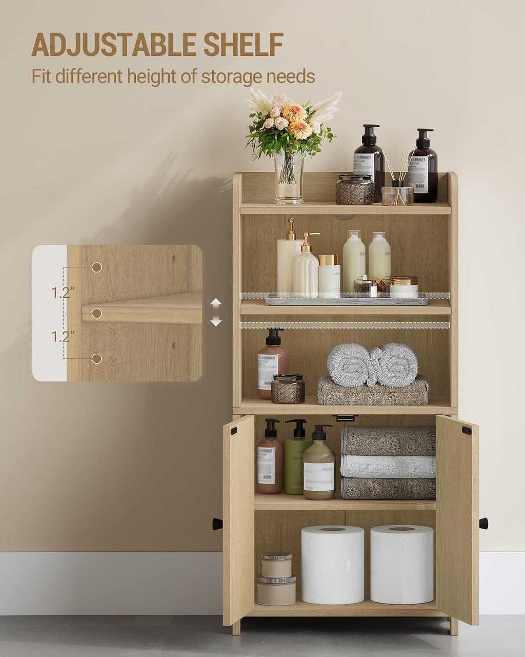 Yellow Rattan Small Bathroom Storage Cabinet