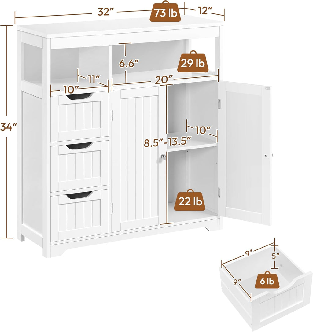 White Slim Bathroom Storage Cabinet