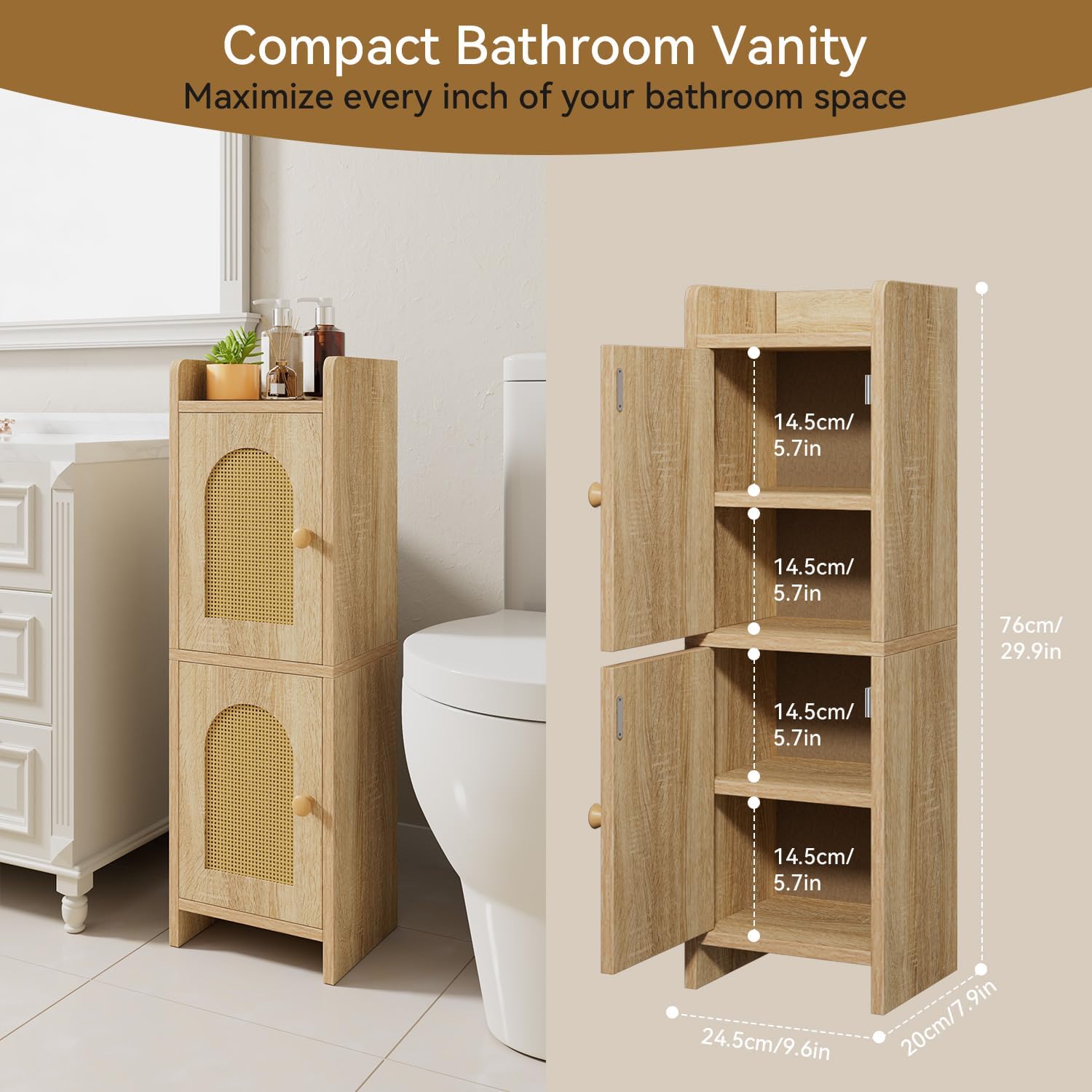 Rattan Bathroom Storage Cabinet