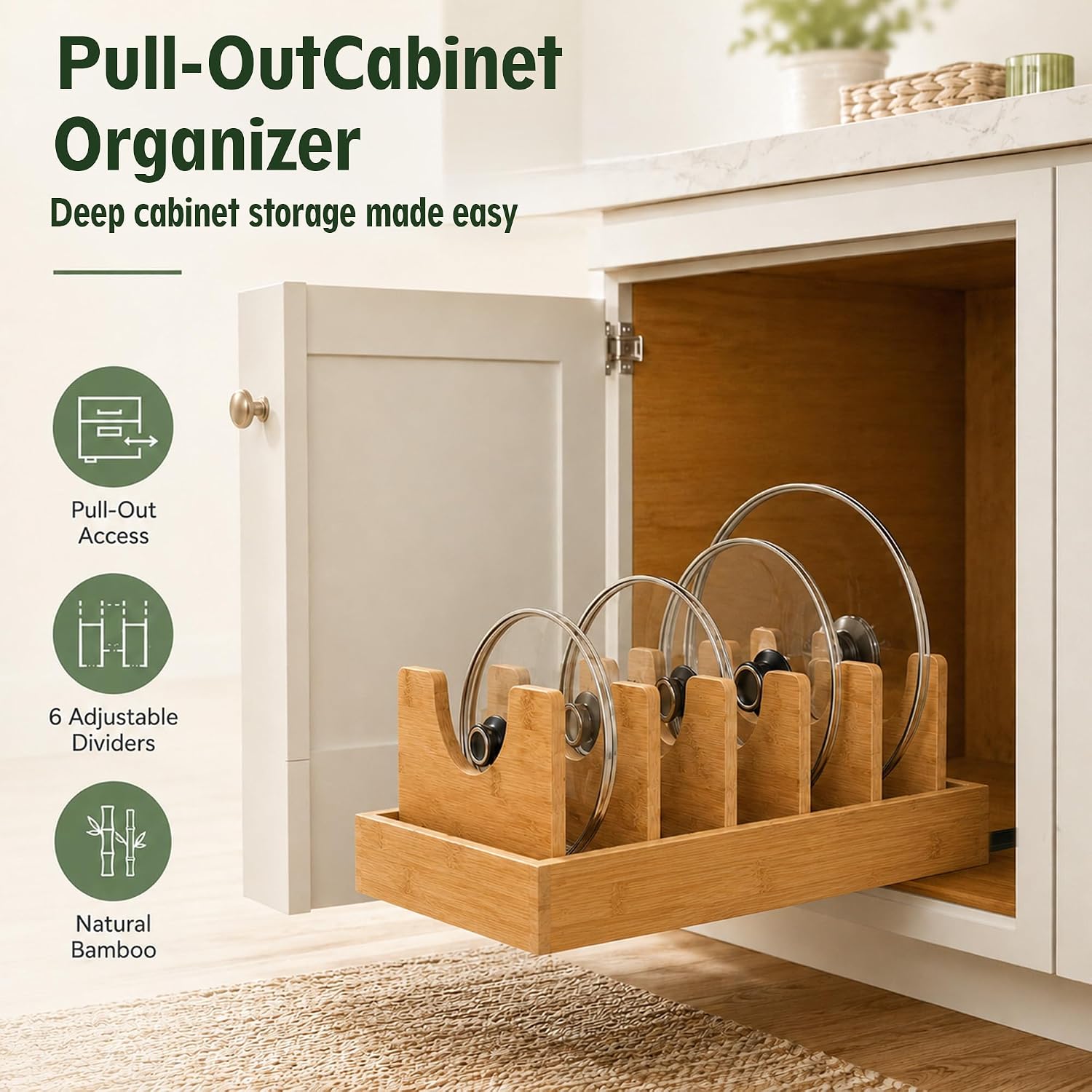 Pull‑Out Bamboo Pots & Pans Organizer