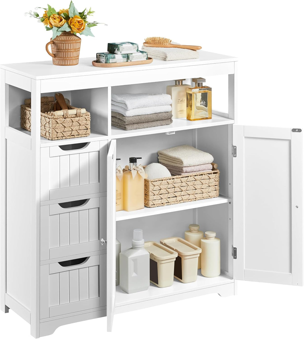 White Slim Bathroom Storage Cabinet