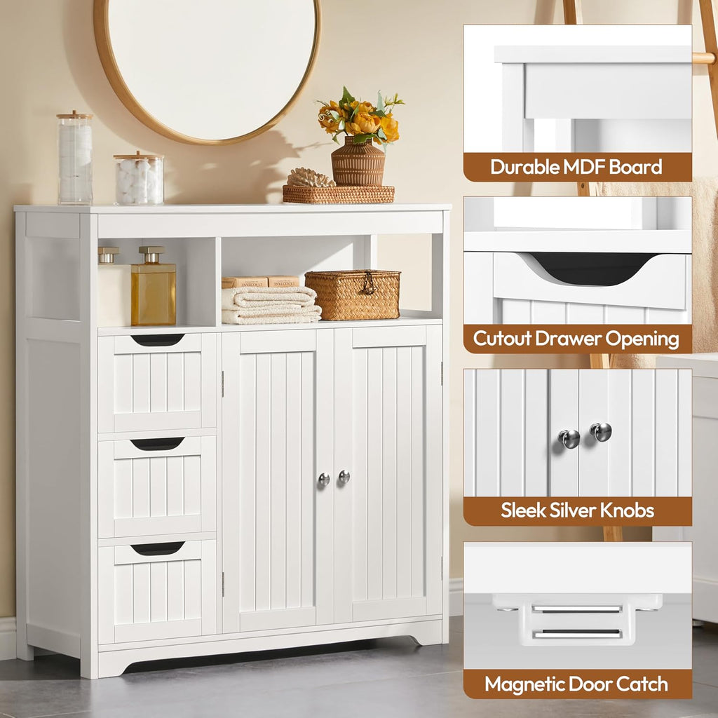 White Slim Bathroom Storage Cabinet