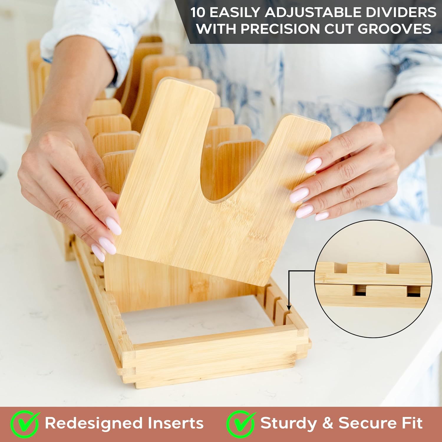 Expandable Bamboo Pots & Pans Organizer
