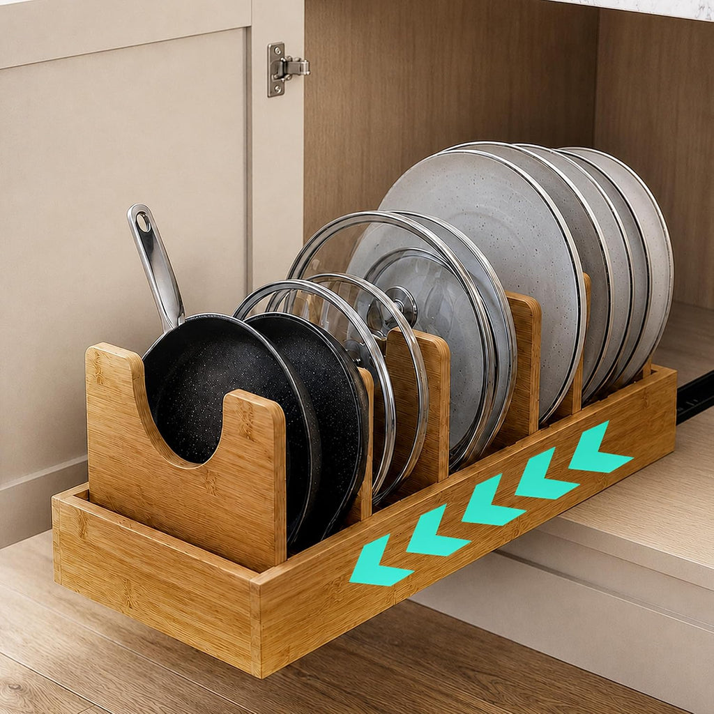 Pull‑Out Bamboo Pots & Pans Organizer