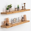 Natural Live Edge Floating Wood Shelves