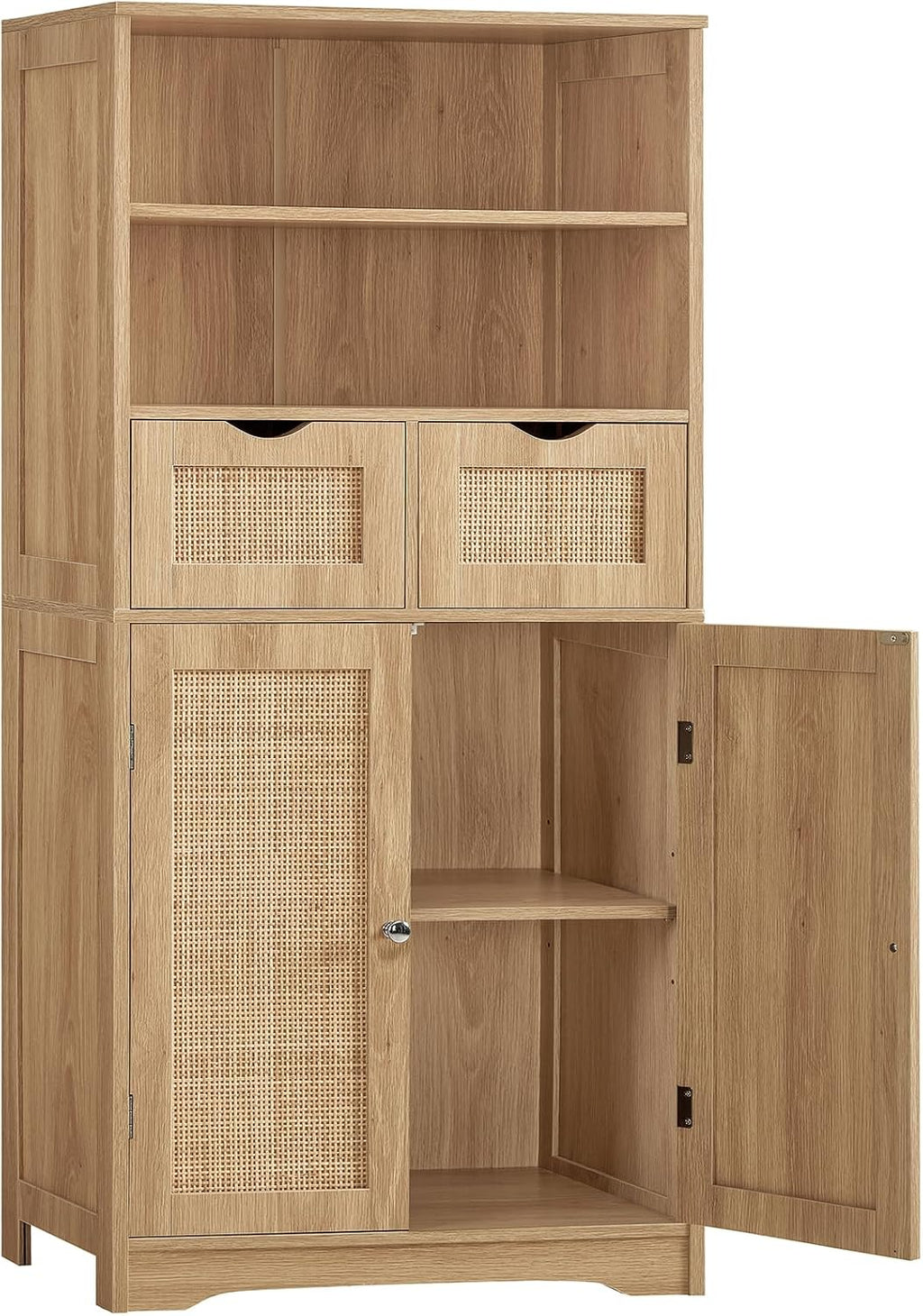 Natural Rattan Tall Storage Cabinet