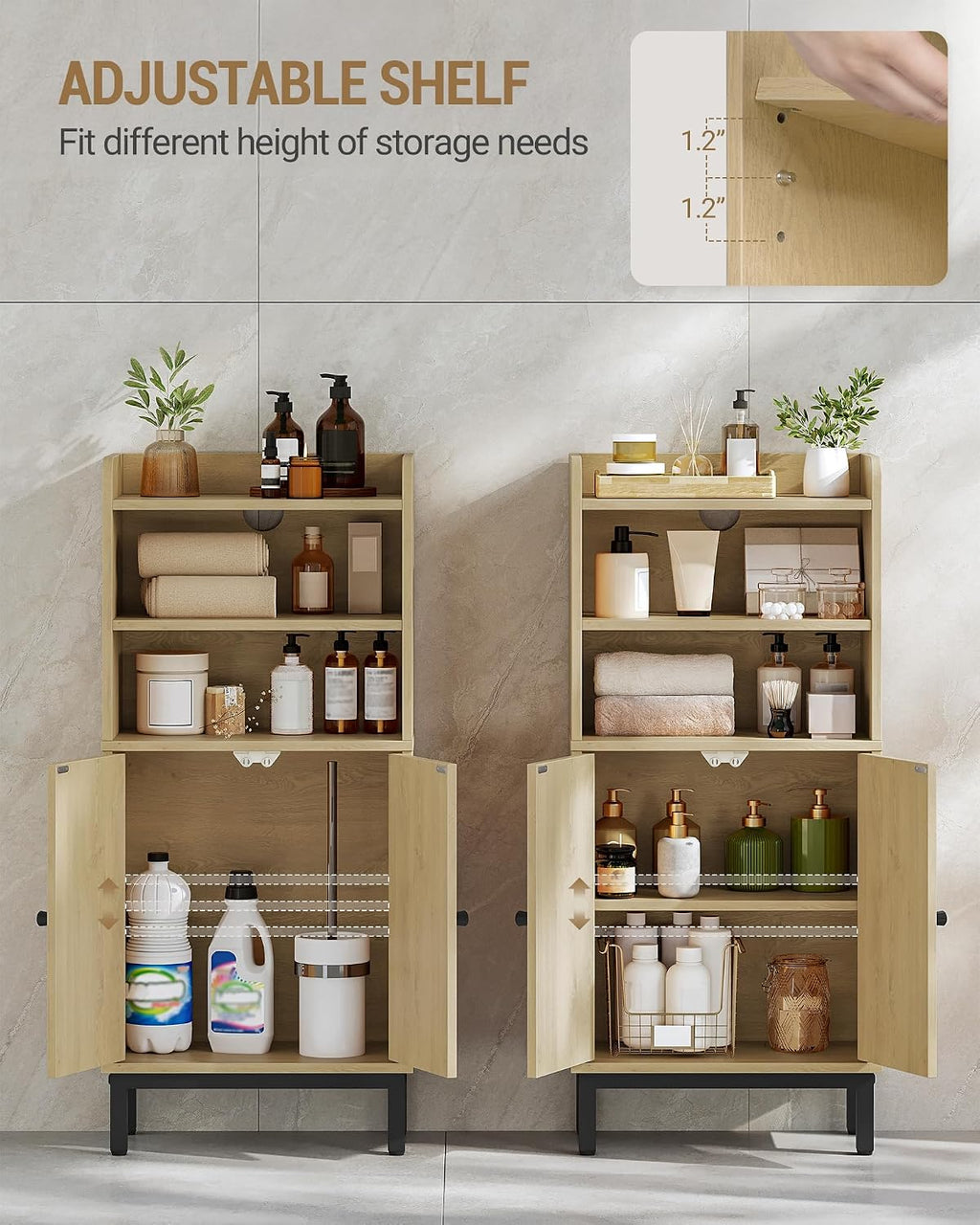 Yellow Rattan Bathroom Storage Cabinet
