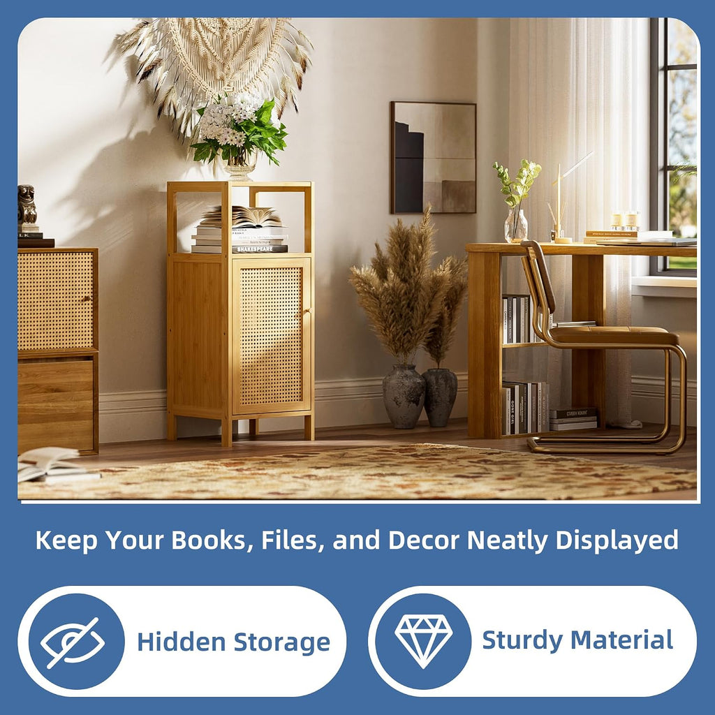 Natural Rattan Bathroom Storage Cabinet