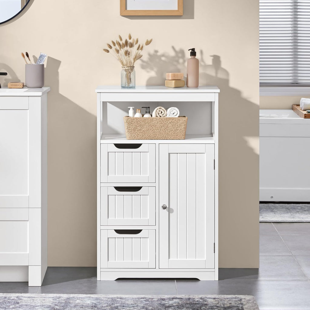 White Slim Freestanding Bathroom Cabinet