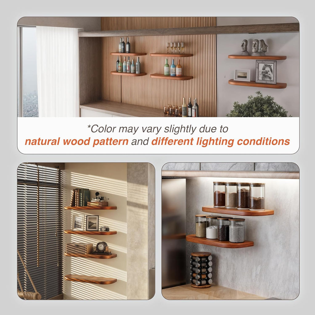 Acacia Wood Floating Wall Shelves