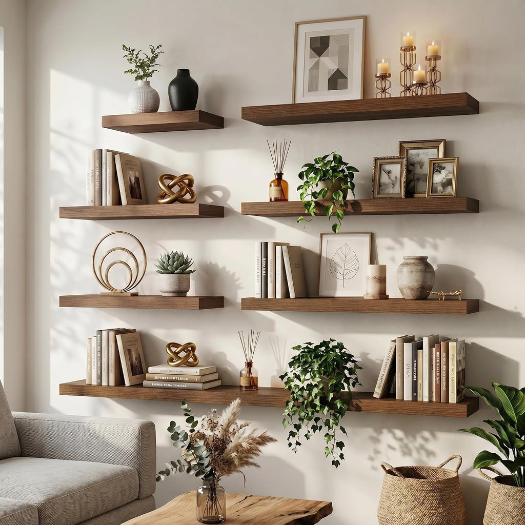 Walnut Floating Wood Wall Shelves