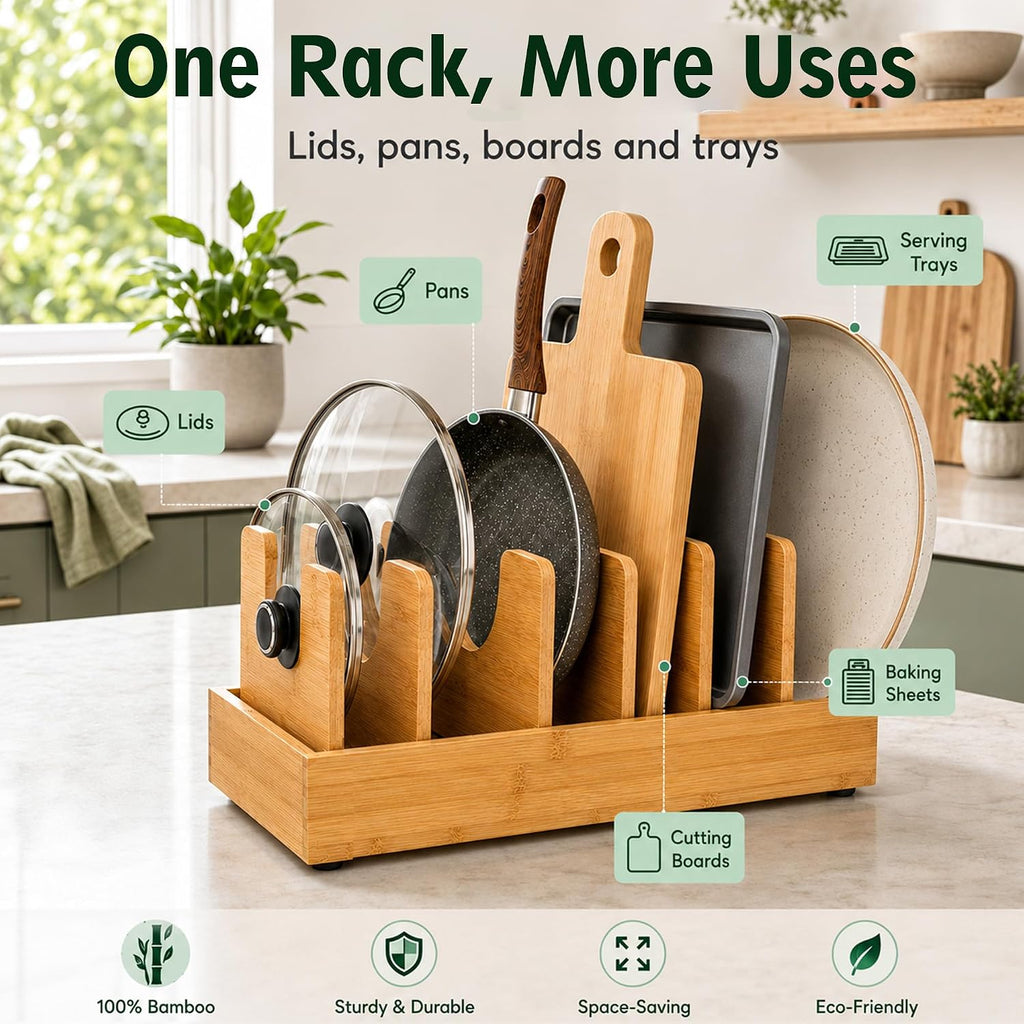 Pull‑Out Bamboo Pots & Pans Organizer