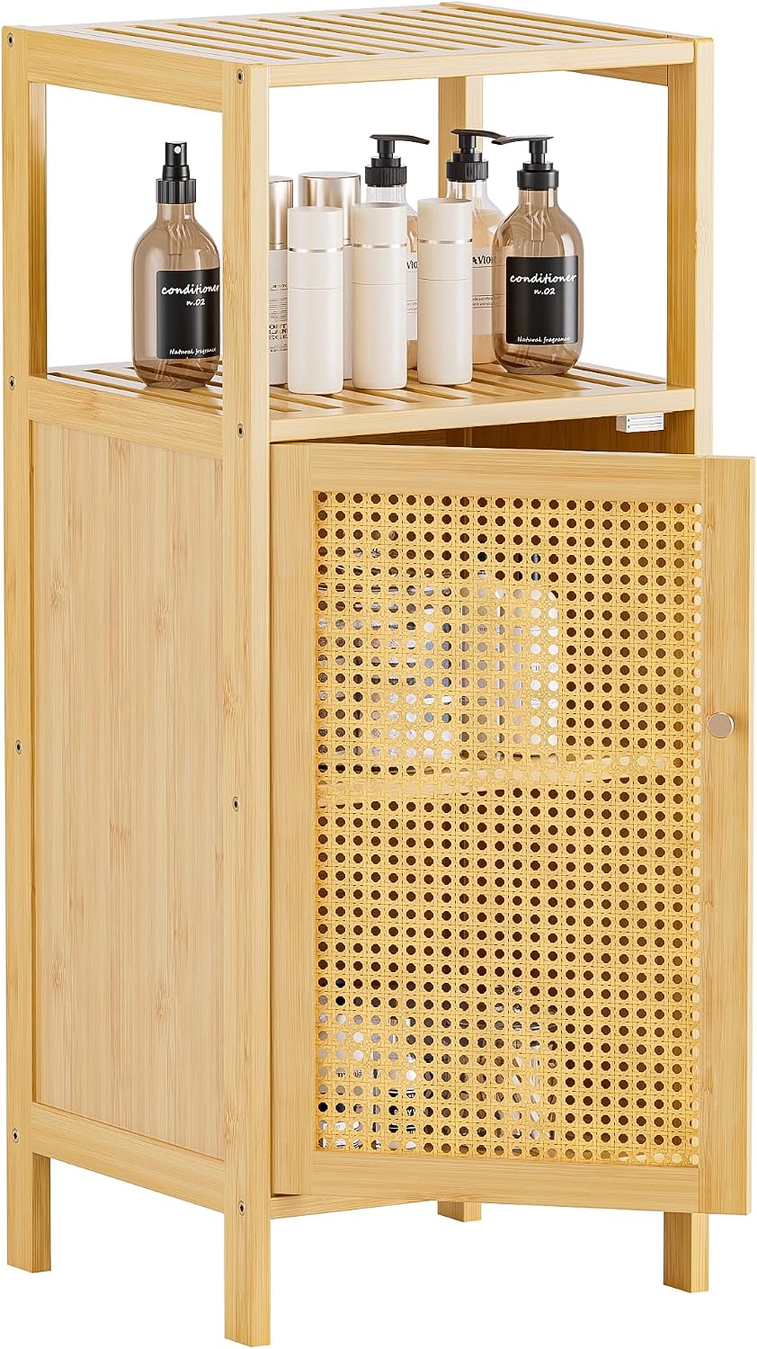 Natural Rattan Bathroom Storage Cabinet