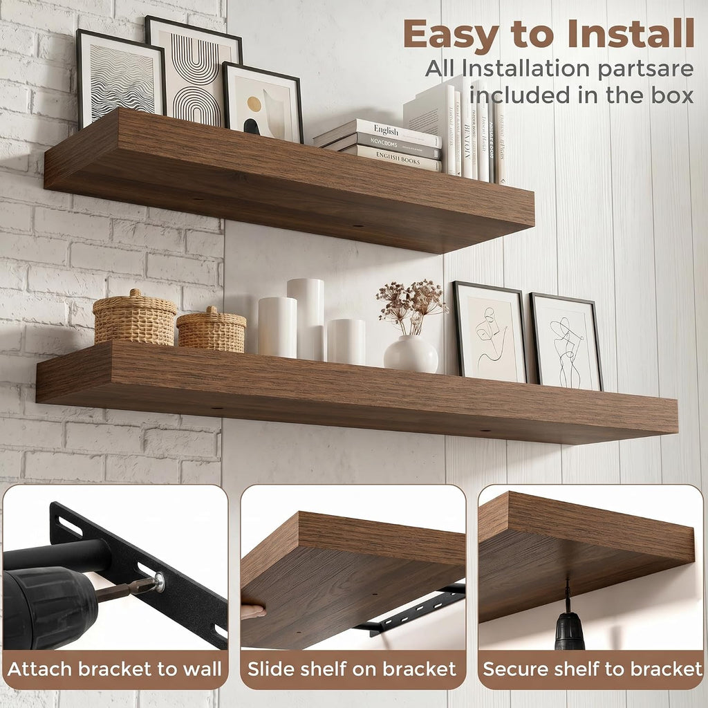 Walnut Floating Wood Wall Shelves