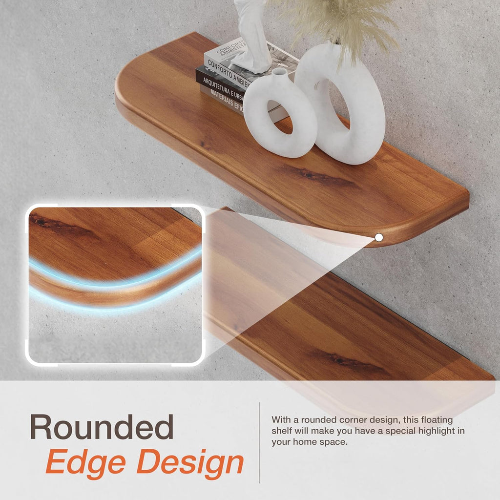 Acacia Wood Floating Wall Shelves